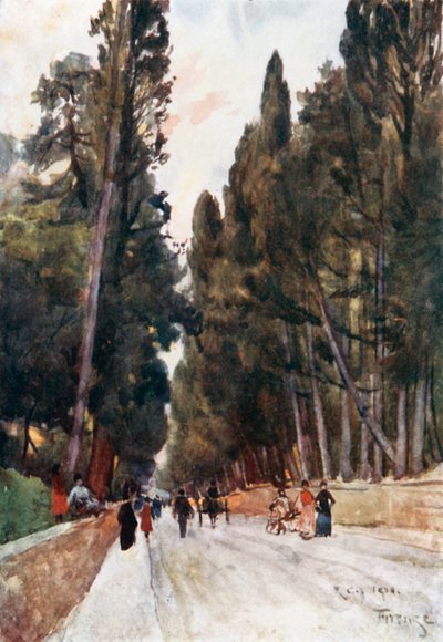 Blick die Zypressenallee von Poggio Imperiale hinunter, auf dem Weg nach Arcetri von Robert Charles Goff
