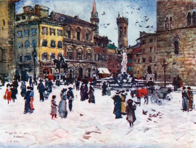 Piazza Della Signoria mit Palazzo Vecchio, den Türmen des Bargello und Badia von Robert Charles Goff
