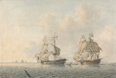 Ein englisches Kriegsschiff nimmt ein Schiff in Besitz von Robert Cleveley
