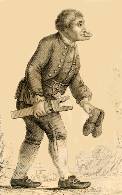 Alte Stiefel, Eine bekannte Figur in Rippon in Yorkshire, 1821 von Robert Cooper