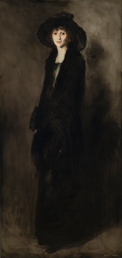 Dame in schwarzem Samt (Porträt von Eulabee Dix Becker) 1911 von Robert Cozad Henri