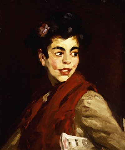 Zeitungsverkäuferin - Madrid, 1908 von Robert Cozad Henri