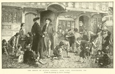Der Ursprung der Sonntagsschulen, Hare Lane, Gloucester, 1780 von Robert Dowling
