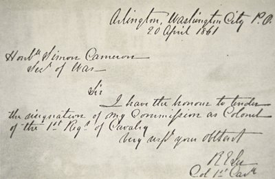 Robert E. Lees Rücktrittsschreiben aus der Bundesarmee, 20. April von Robert E. Lee