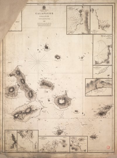 Karte der Galapagos-Inseln, vermessen während der Reise der HMS 