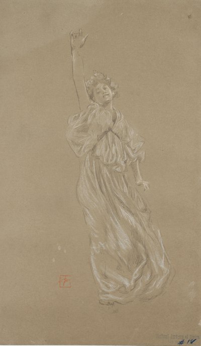 Studie einer stehenden, drapierten weiblichen Figur für das Wandgemälde 