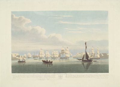 Abfahrt von zwölf niederländischen Handelsschiffen aus dem Hafen von Portsmouth, 1833 (Platte 1) von Robert Havell (II)