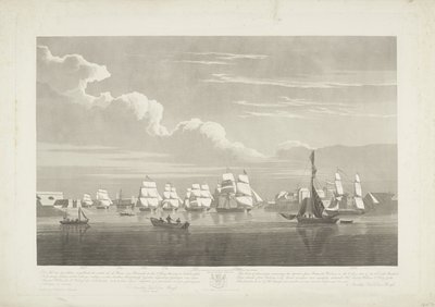 Abfahrt von zwölf niederländischen Handelsschiffen aus dem Hafen von Portsmouth, 1833 (Platte 1) von Robert Havell (II)
