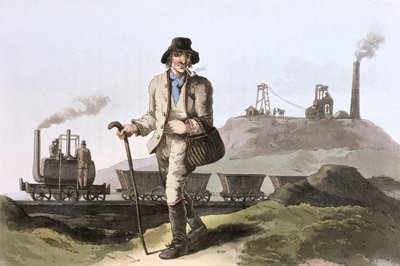 Blenkinsop-Dampflokomotive am Middleton-Kohlenbergwerk bei Leeds, West Yorkshire, 1814 von Robert Havell