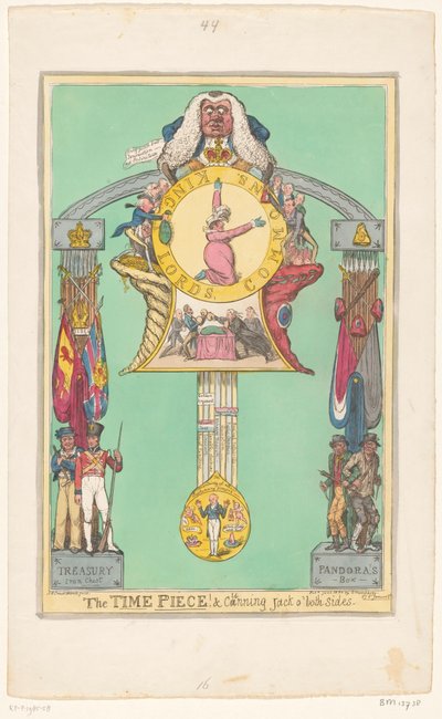 Uhr mit der Königin auf dem Zifferblatt, 1820 von Robert Isaac Cruikshank