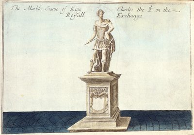Marmorstatue von König Karl II. (1630-85) auf der Royal Exchange, aus 