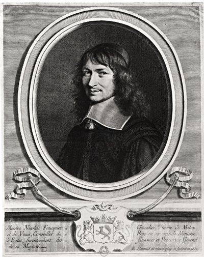 Porträt von Nicolas Fouquet (1615-80) 1662 (Stich) (s/w Foto) von Robert Nanteuil