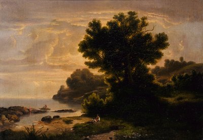 Landschaft mit Familie am See von Robert S. Duncanson