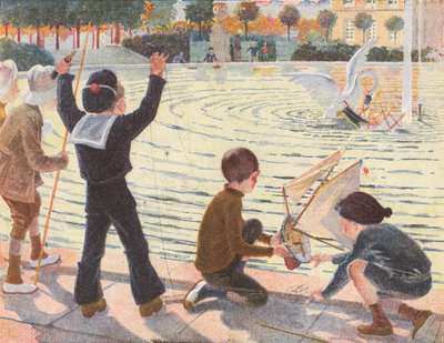 Ein Schwan versenkt die Spielzeugyacht eines Jungen von Robert Salles