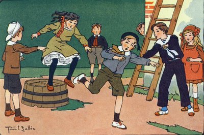 Die Mutter mit Marmeladen. Gravur in "Was spielen wir?" von E. Weber mit Aquarellzeichnungen von Robert Salles (1871-1929). Librairie Garnier Frères, Paris. von Robert Salles