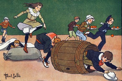 Das Hindernisrennen. Gravur in "Was spielen wir?" von E. Weber mit Aquarellzeichnungen von Robert Salles (1871-1929). Librairie Garnier Freres, Paris von Robert Salles