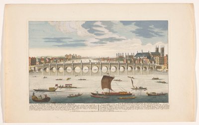 Ansicht der Westminster Bridge über die Themse in London, von der Nordseite gesehen von Robert Sayer
