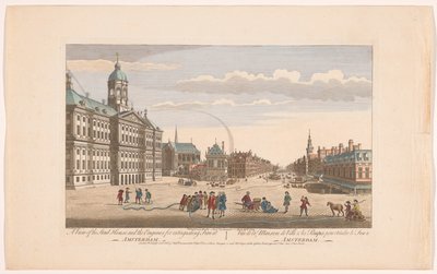Ansicht des Rathauses in Amsterdam mit Feuerwehrleuten auf dem Dam (Serie: Holland) von Robert Sayer