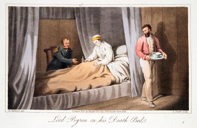 Lord Byron auf seinem Sterbebett, veröffentlicht 1825 von Robert Seymour