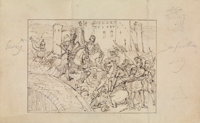 Studie von gepanzerten Rittern im Kampf mit Pferden von Robert Smirke