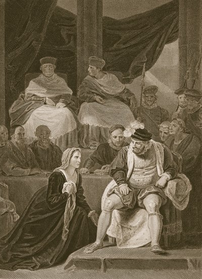 Prozess der Ehe von Heinrich VIII., graviert von T. Holloway, Illustration aus David Humes 