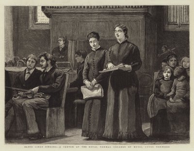 Blinde Mädchen singen, eine Skizze am Royal Normal College of Music, Upper Norwood von Robert Walker Macbeth