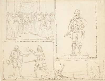 Vier Skizzen, 1824 von Robert Walter Weir