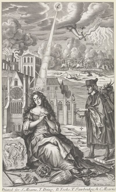 Britannia weint um den Zustand des Landes, 1682 von Robert White