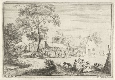 Zelt vor einem Bauernhof von Robert van den Hoecke