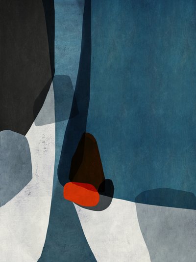 Moderne blaue und rote Formen von Roberto Moro
