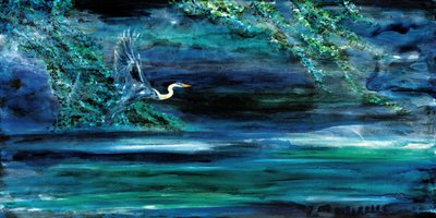 Reiher über dunklem Wasser von RodMacIver