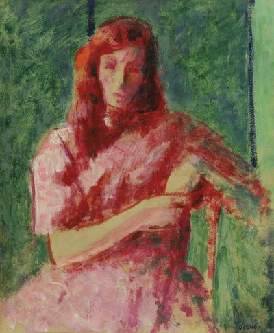 Ein trauriges junges Mädchen (Die rote Dame) von Roderic OConor