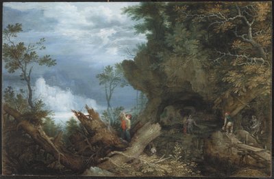 Gebirgige Landschaft mit einem Eingang zu einer Mine, ca. 1612-13 von Roelandt Jacobsz. Savery