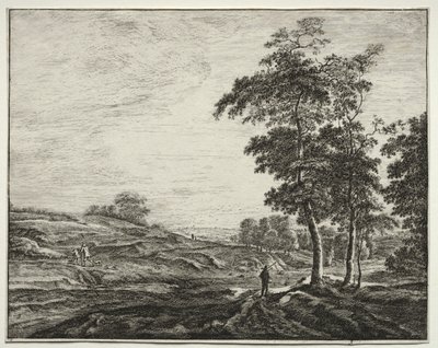 Sechs Ansichten im Wald von Den Haag: Platte 3, Bauer von hinten gesehen von Roelant Roghman