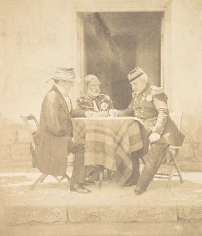 Der Kriegsrat am Morgen der Einnahme des Mamelon. Lord Raglan, Omar Pascha, M..., 1855 von Roger Fenton