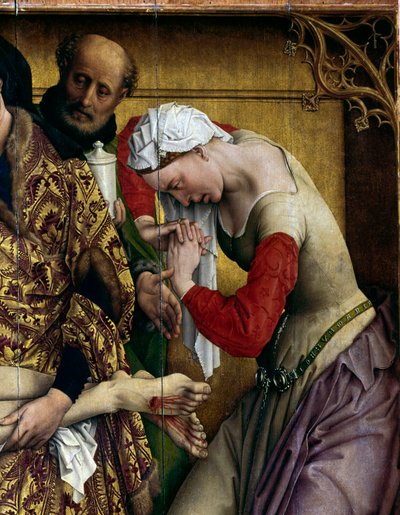 Kreuzabnahme. Detail von Maria Magdalena. Rogier-Altar von Rogier van der Weyden