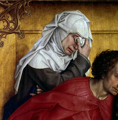 Kreuzabnahme. Detail der trauernden Figur. Altargemälde von Rogier Van Der Weyden (1400-1464) 1435 (Detail) von Rogier van der Weyden