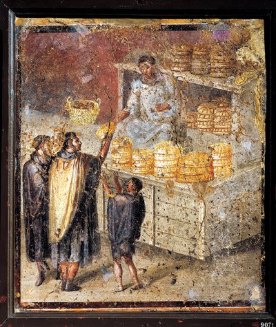 Antikes römisches Fresko mit Brotspende von Roman