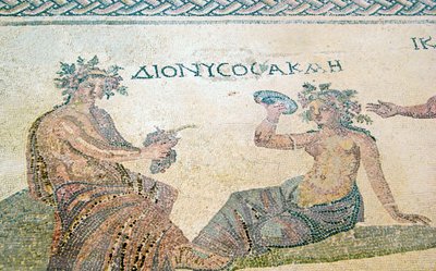 Dionysos berät die Nymphe Akme, Haus des Dionysos, Paphos, Zypern (Mosaik) von Roman