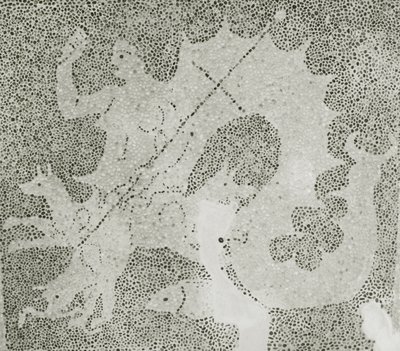Hellenistisches Kieselmosaik von Skylla und Charybdis, die die Meerenge bewachen, Detail von Skylla, Haus des Dionysos, Paphos, Zypern von Roman