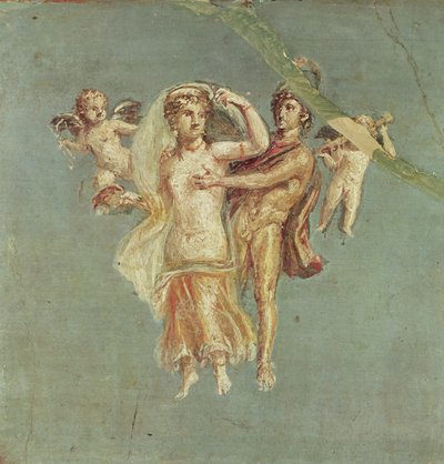Mars und Venus mit Cherubinen auf blauem Hintergrund, aus Herculaneum von Roman