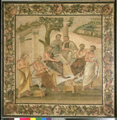 Plato im Gespräch mit seinen Schülern, aus dem Haus von T. Siminius. Pompeji (Mosaik) von Roman