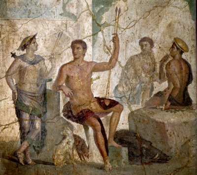 Römische Kunst: „Meleager und Atalanta“ Römisches Fresko aus dem 1. Jahrhundert n. Chr. aus Pompeji. Neapel, Nationales Archäologisches Museum - Römische Kunst: Meleager und Atalanta. Römisches Fresko aus dem 1. Jahrhundert n. Chr. aus Pompeji. Nationales  von Roman