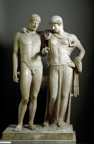 Römische Kunst: „Orestes und Elektra“ (Marmorskulptur aus Pozzuoli, 1. Jahrhundert n. Chr.) von Roman