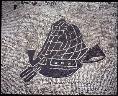 Römische Kunst: „Schiff“ Mosaik der Corporation des gens de la mer, Place des Corporations von Roman