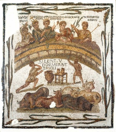 Römische Antiquität: Bankettszene der Bruderschaft des Amphitheaters von Roman