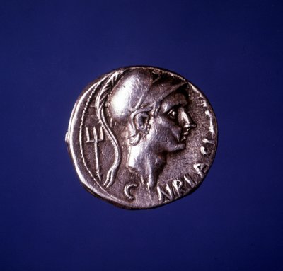 Silbermünze mit dem Abbild von Scipio Africanus (235 v. Chr. - 183 v. Chr.) von Roman