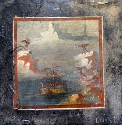 Odysseus widersteht den Gesängen der Sirenen (Fresko) von Roman