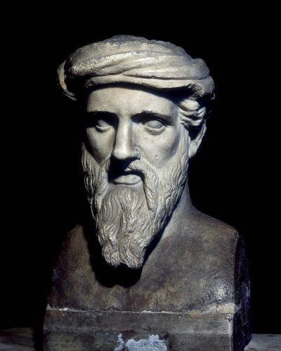 Büste von Pythagoras (6. Jh. v. Chr.), Musei Capitolini, Rom von Roman Roman