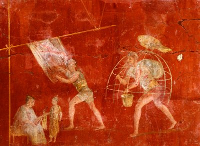 Fresko, das Wäscher darstellt, aus Pompeji (UNESCO-Welterbeliste) von Roman Roman